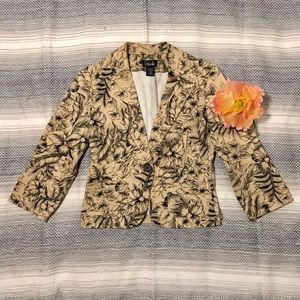 Rafaella Floral Print Blazer-Jacket ~ Sz 4 ~ Beige